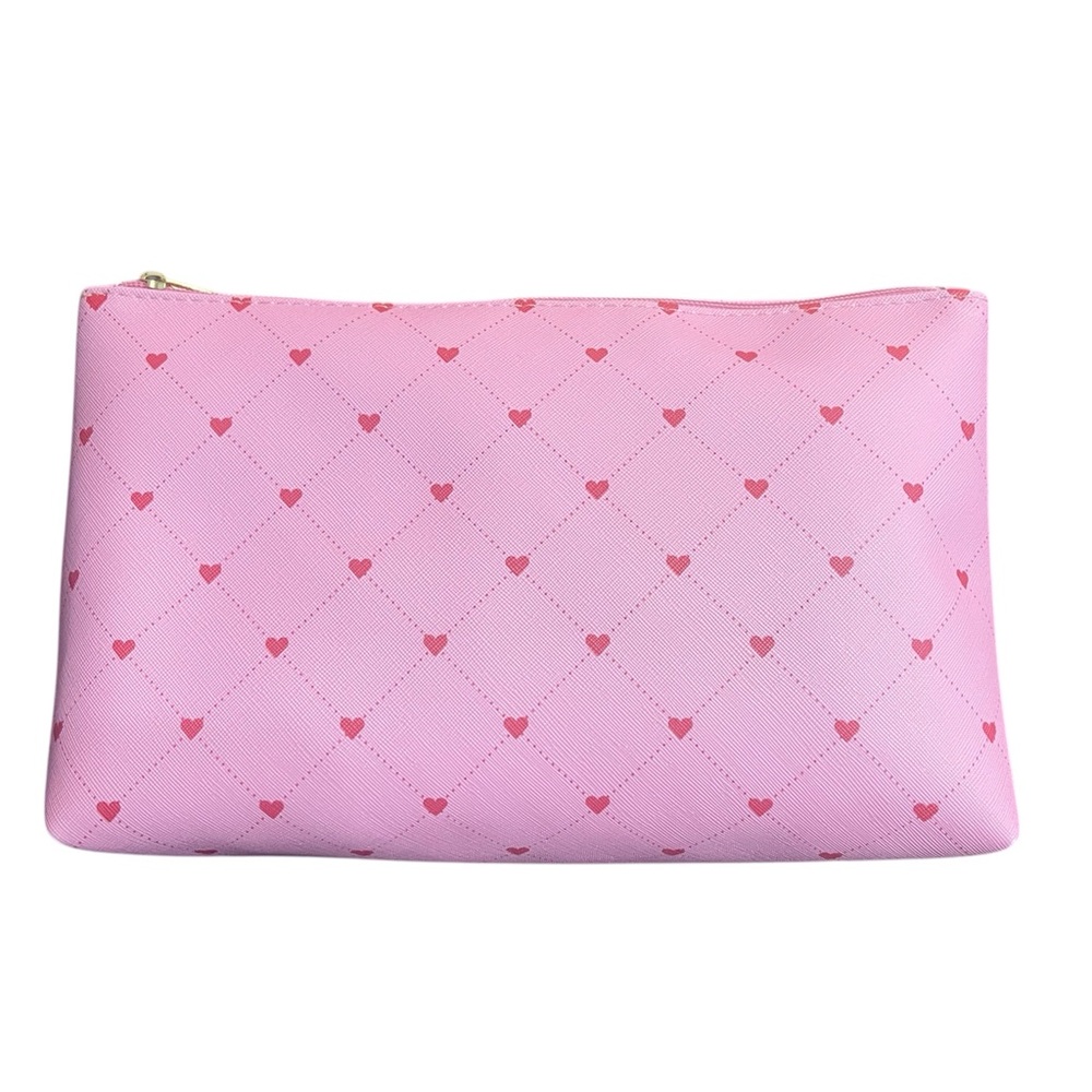 Pink Heart Pattern Cosmetic Bag